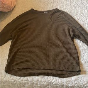 Express long sleeve waffle tee with cut out